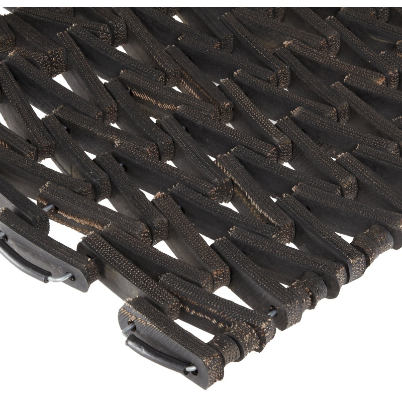 Durable Durite Recycled Tire-Link Outdoor Entrance Mat, Herringbone Weave, 14" x 22", Black