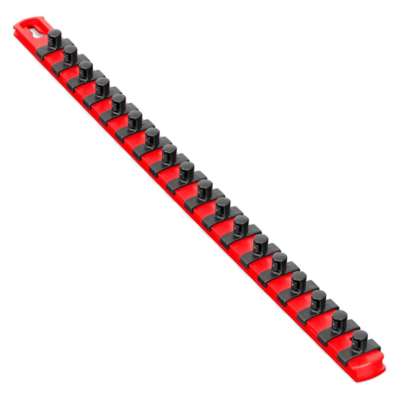 Ernst Manufacturing 18-Inch Socket Organizer with 18 3/8-Inch Twist Lock Clips, Red (8401-Red-3/8) 18-Inch 3/8-Inch Twist Clips Red