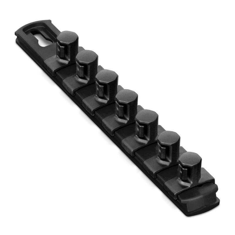 Ernst Manufacturing 8-Inch Magnetic Socket Organizer with 7 1/2-Inch Twist Lock Clips, Black (8428M-Black-1/2) 8-Inch 1/2-Inch Twist Clips Black