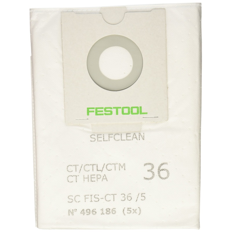 Festool 496186 SELFCLEAN Filter Bag for CT 36, Quantity 5 FIS-CT 36/5
