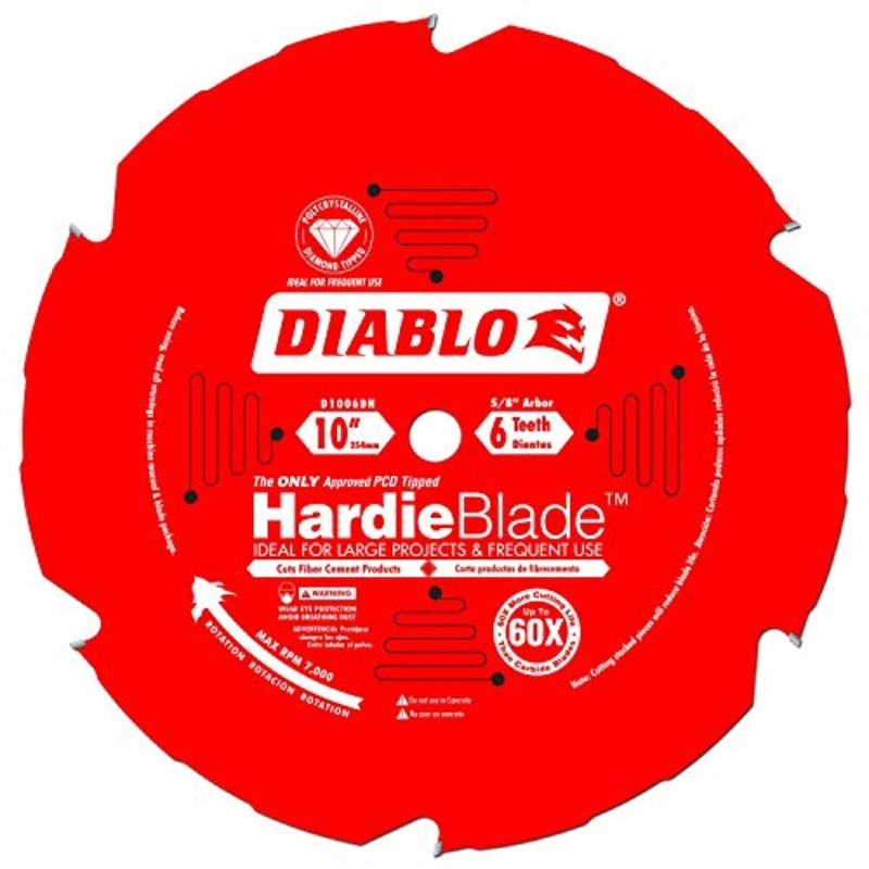 Freud Diablo 10"x6 Tooth Polycrystalline Diamond Tipped Cement Saw Blade 5/8"