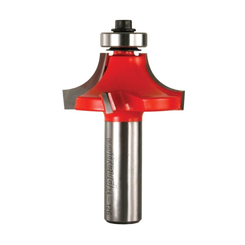 Freud Quadra-Cut Radius Rounding Over Bit with Perma-Shield Coating for Flawless Finish - 4 Cutters, 1/2" Shank Dia., 1/2" Radius, 2-3/4" Length - 34-126 1/2" Radius 1/2" Shank Rounding Over (Quadra-Cut)