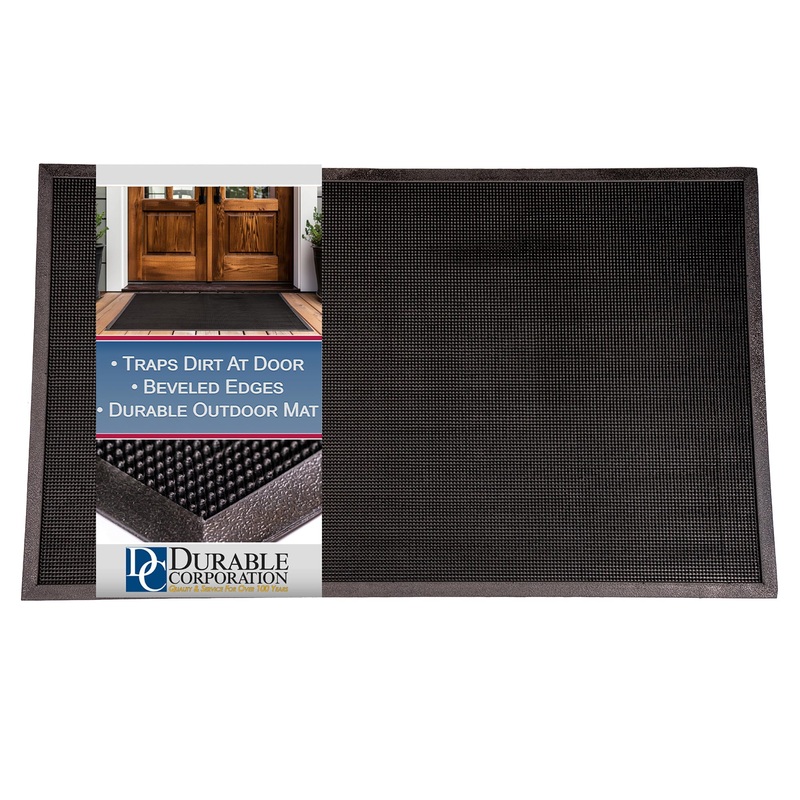 Heavy Duty Rubber Fingertip Entrance Mat, for Outdoor Areas 28" Width x 46" Length x 5/8" Thickness, Black