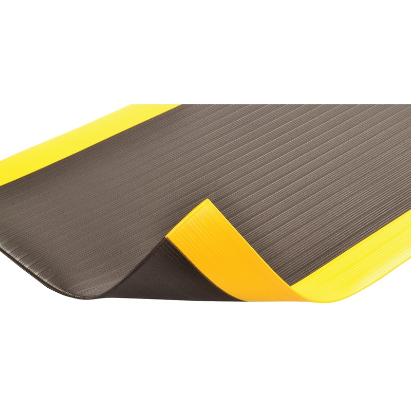 Notrax 410 Airug 3' x 60' x 3/8" Anti Fatigue Mat, Enhanced Slip Resistance with Beveled Edges and Ribbed Surface, Ideal for Industrial and Commercial Workplaces, Black/Yellow, 410R0336BY Ribbed Surface 3' x 60' x 3/8" Black/Yellow