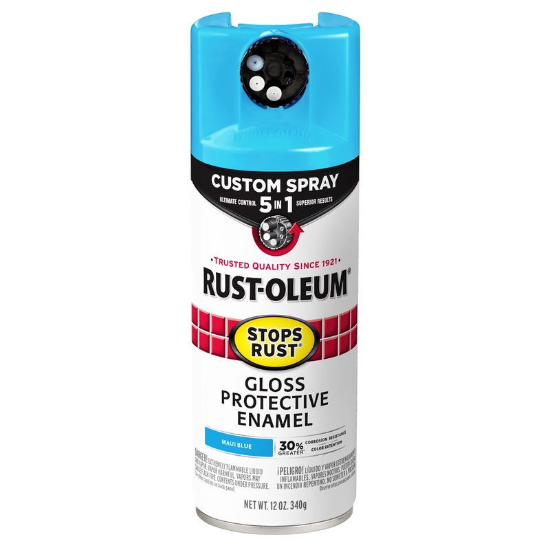 Rust-Oleum 376907 Stops Rust Custom Spray 5-in-1 Spray Paint, 12 oz, Gloss Maui Blue Gloss Maui Blue 12 Ounce (Pack of 1) Gloss