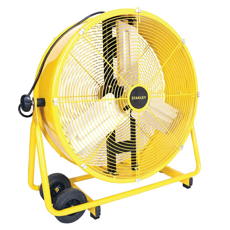 STANLEY 24 Inch Industrial High Velocity Drum Fan for Commercial, Shop or Garage, All-Metal Construction, 2 Speed Settings, Portable (ST-24DCT)