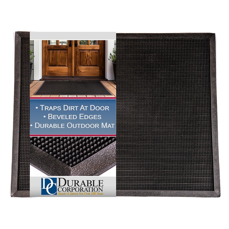 Durable Corporation-396S2432 Heavy Duty Rubber Fingertip Outdoor Entrance Mat, 24" x 32", Black