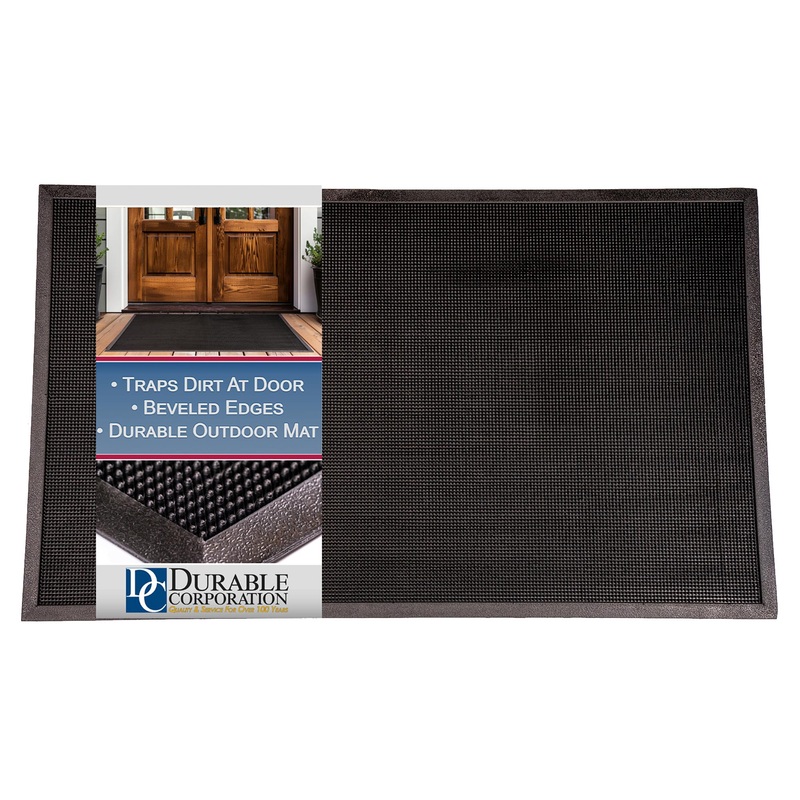 Durable Corporation-396S3672 Heavy Duty Rubber Fingertip Outdoor Entrance Mat, 36" x 72", Black 36" x 72" Mat