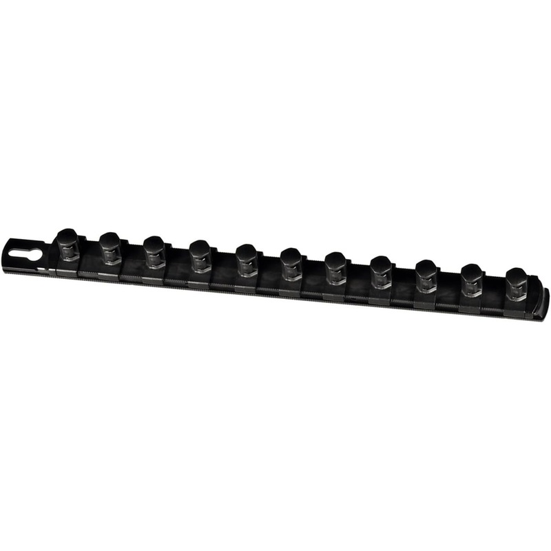 Ernst Manufacturing 13-Inch Magnetic Socket Organizer with 11 1/2-Inch Twist Lock Clips, Black (8425M-Black-1/2) 13-Inch 1/2-Inch Twist Clips Black