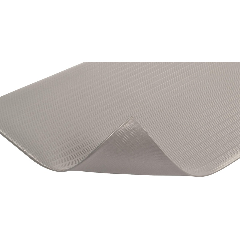 Notrax 410 Airug 3' x 60' x 3/8" Anti Fatigue Mat, Enhanced Slip Resistance with Beveled Edges and Ribbed Surface, Ideal for Industrial and Commercial Workplaces, Gray, 410R0336GY Ribbed Surface 3' x 60' x 3/8" Grey