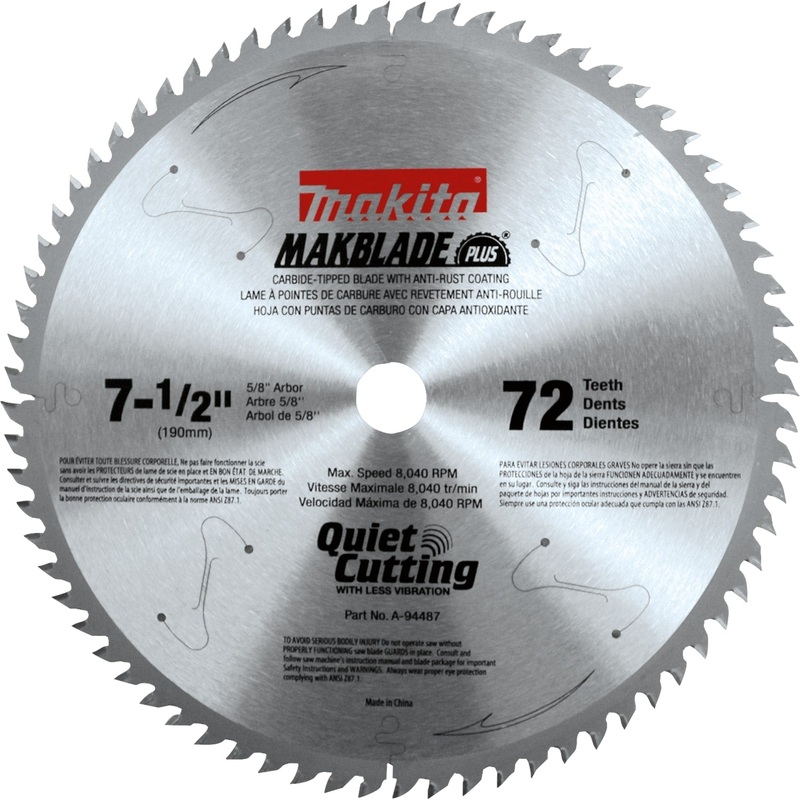 Makita A-94487 71/2" 72T CarbideTipped Miter Saw Blade