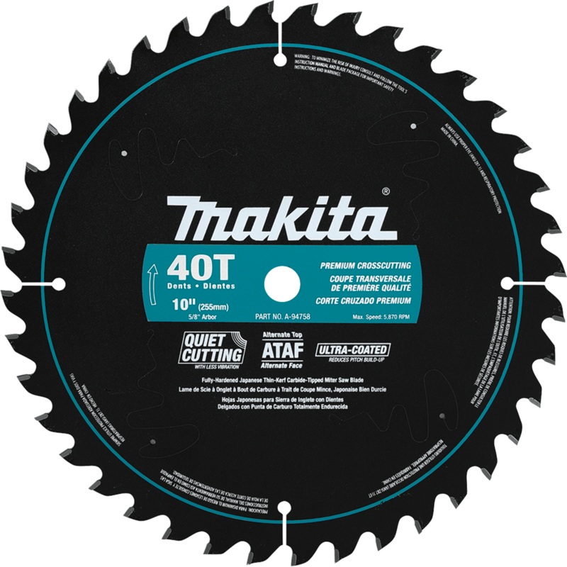 Makita A-94758 10" 40T UltraCoated Miter Saw Blade