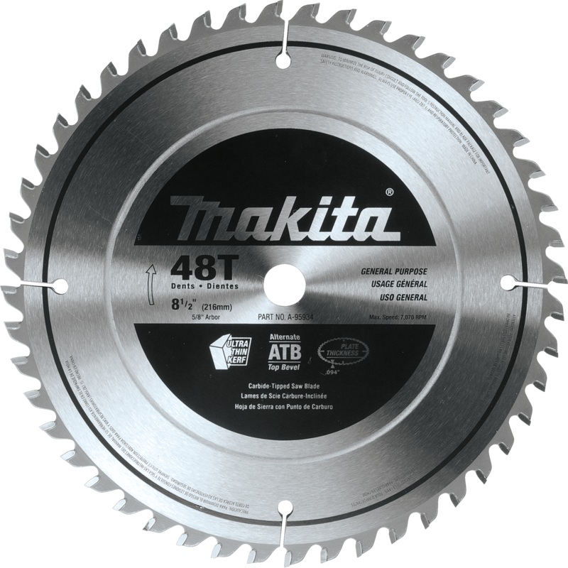 Makita A-95934 81/2" 48T CarbideTipped Miter Saw Blade