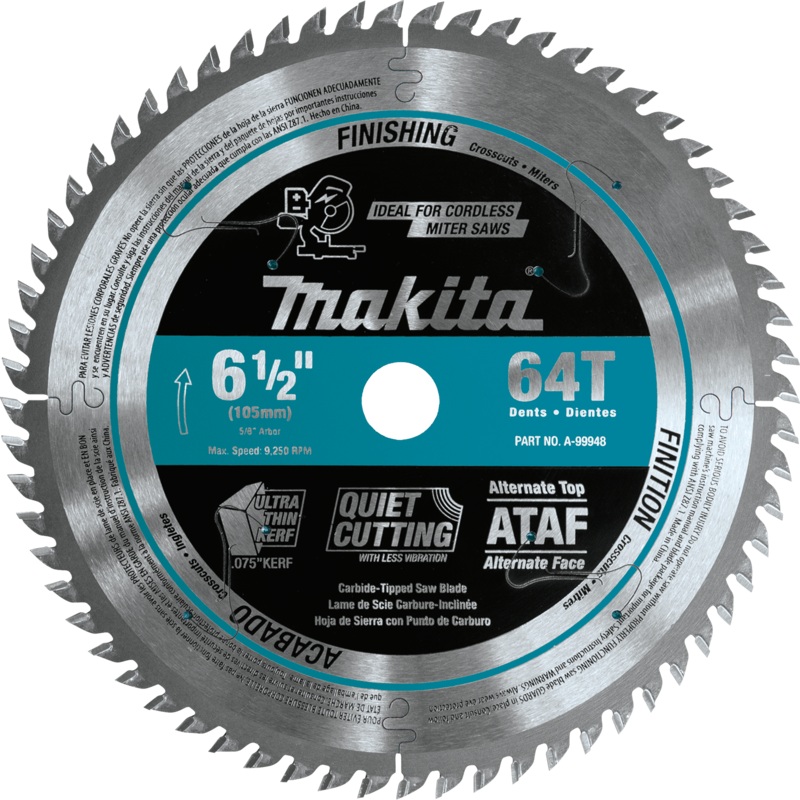 Makita A-99948 61/2" 64T CarbideTipped UltraThin Kerf Saw Blade