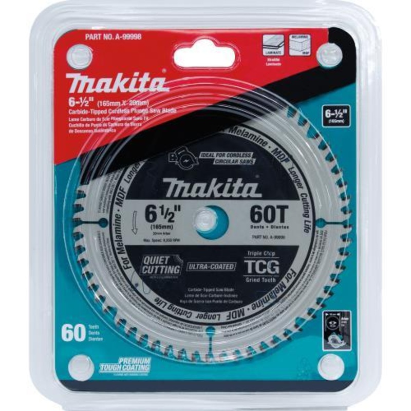 Makita A-99998 61/2" 60T (TCG) CarbideTipped Cordless Plunge Saw Blade