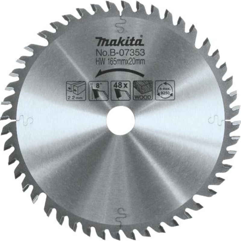 Makita B-07353 61/2" 48T CarbideTipped Plunge Saw Blade
