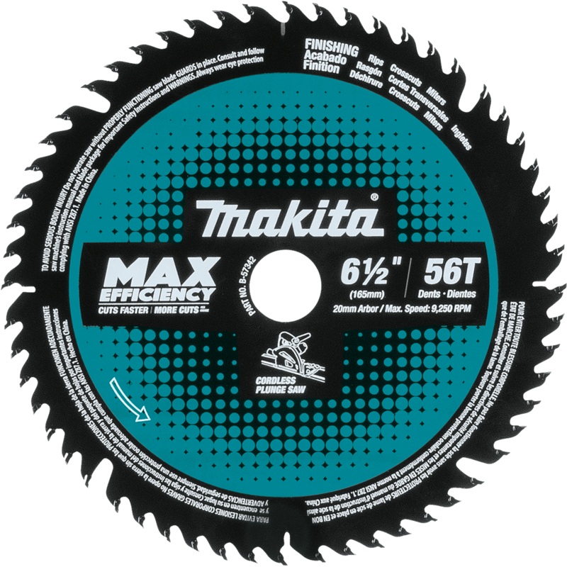 Makita B-57342 61/2" 56T CarbideTipped Max Efficiency Cordless Plunge Saw Blade