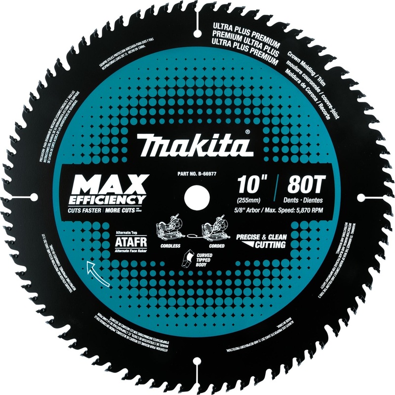 Makita B-66977 10" 80T CarbideTipped Max Efficiency Miter Saw Blade