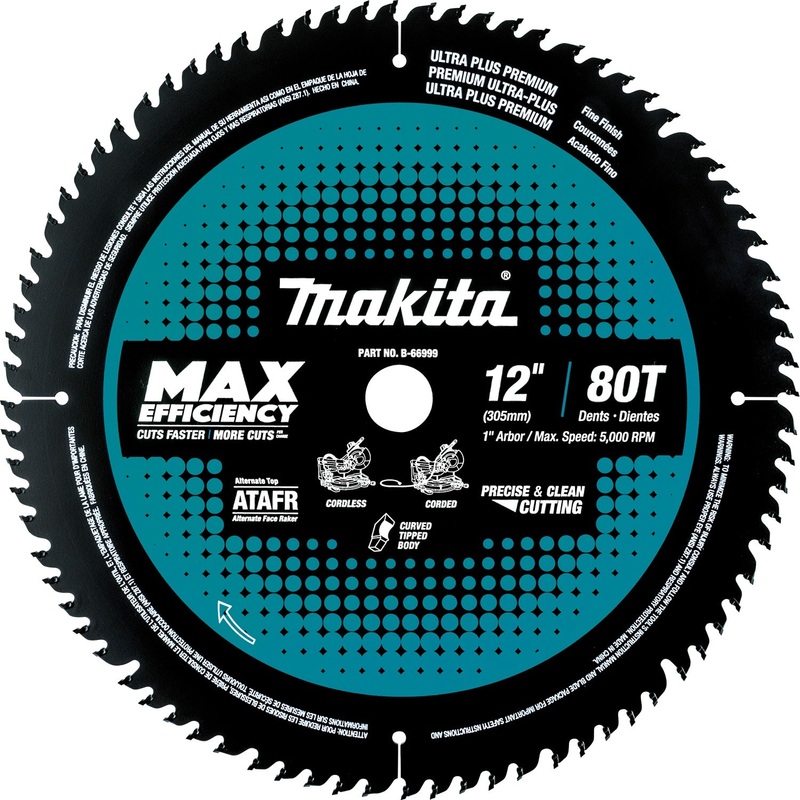 Makita B-66999 12" 80T CarbideTipped Max Efficiency Miter Saw Blade