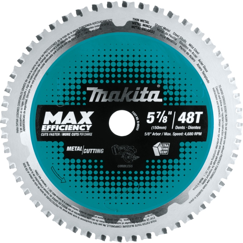 Makita B-69250 57/8" 48T CarbideTipped Max Efficiency Saw Blade, Thin Metal