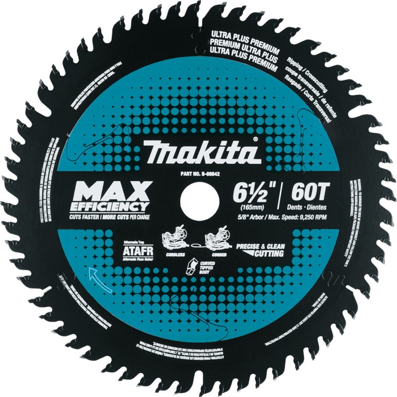 Makita B-69842 61/2" 60T CarbideTipped Max Efficiency Miter Saw Blade