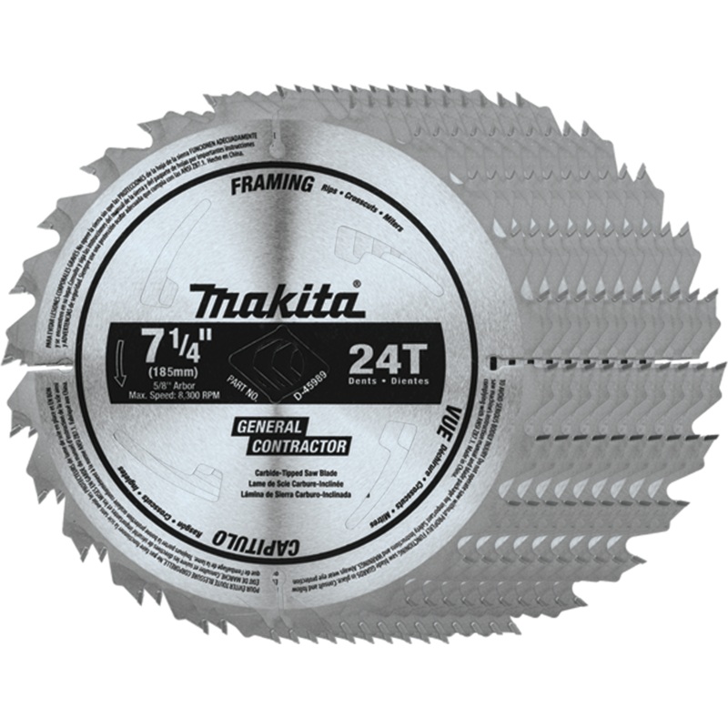 Makita D-45989-10 71/4" 24T CarbideTipped Circular Saw Blade, Framing/General Purpose, 10/pk