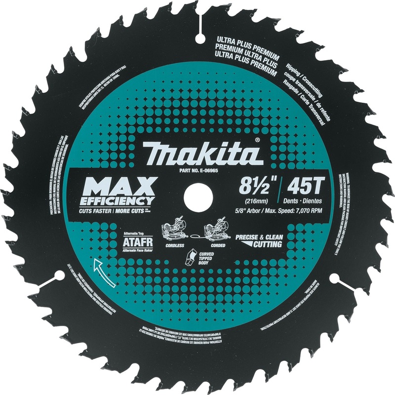 Makita E-06965 81/2" 45T CarbideTipped Max Efficiency Miter Saw Blade