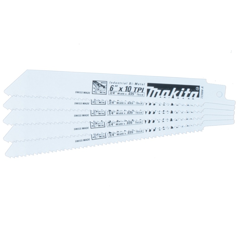 Makita 723064-A-5 6" AllPurpose Recipro Saw Blade, 10TPI, 5/pk