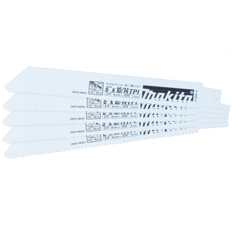 Makita 723068-A-5 6" AllPurpose Recipro Saw Blade, 10/14TPI, 5/pk