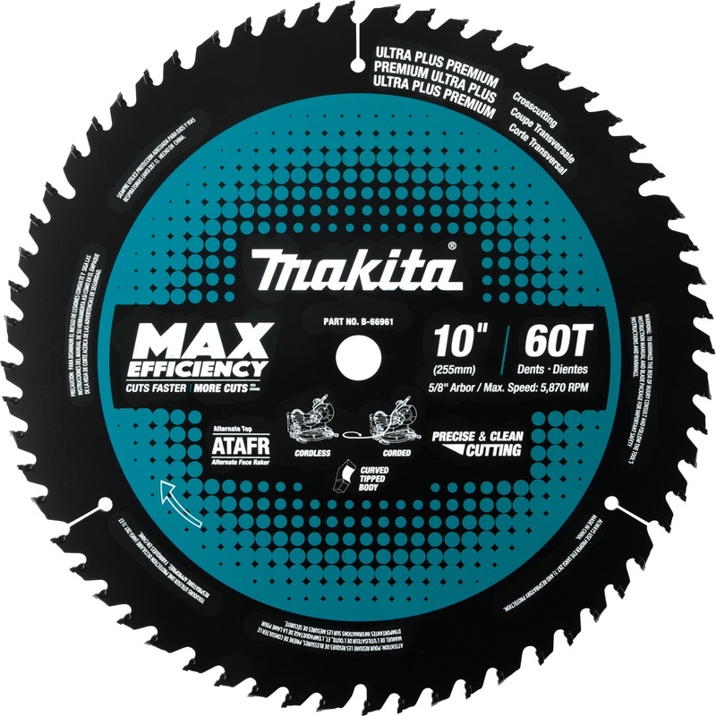 Makita B-66961 10" 60T CarbideTipped Max Efficiency Miter Saw Blade