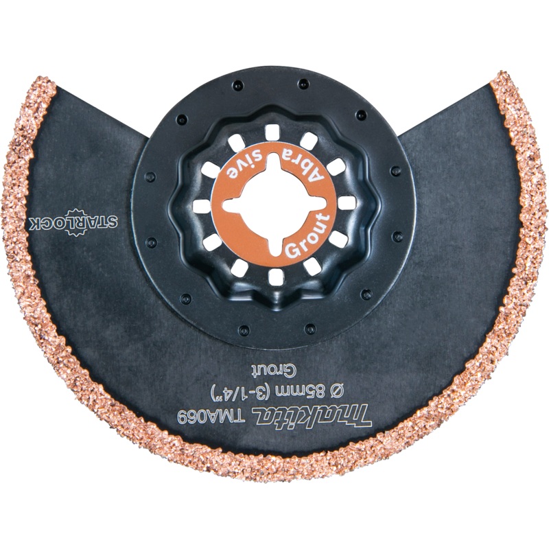 Makita B-67147 Starlock Oscillating MultiTool 31/4" Hard Metal with Tungsten Carbide Coated Rim 30 Grit Grout Removal Blade