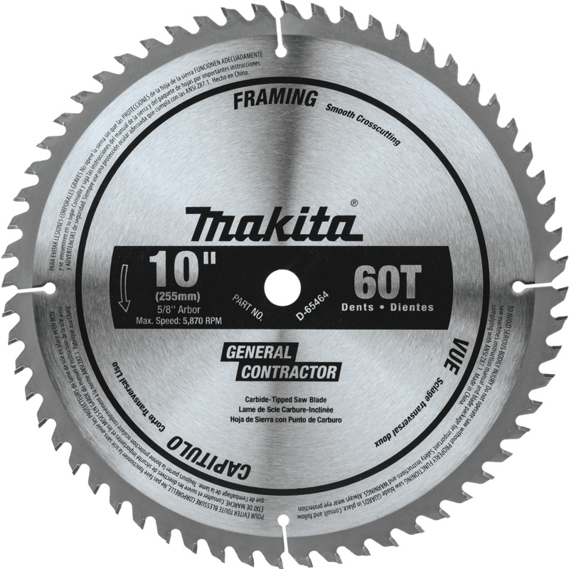 Makita D-65464 10" 60T MicroPolished Miter Saw Blade, Smooth Crosscutting
