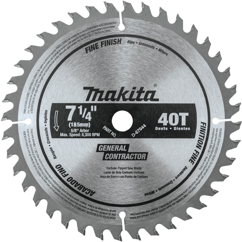 Makita D-67044 71/4" 40T CarbideTipped Circular Saw Blade, Fine Crosscutting