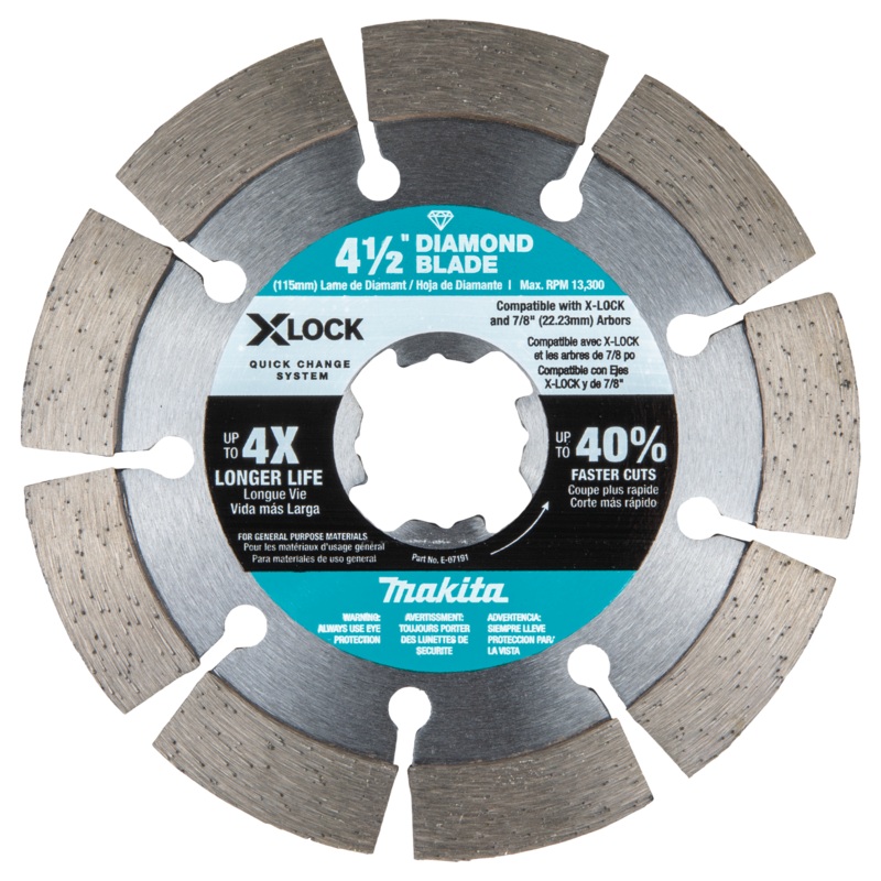 Makita E-07191 XLOCK 41/2" Segmented Diamond Blade for Masonry Cutting