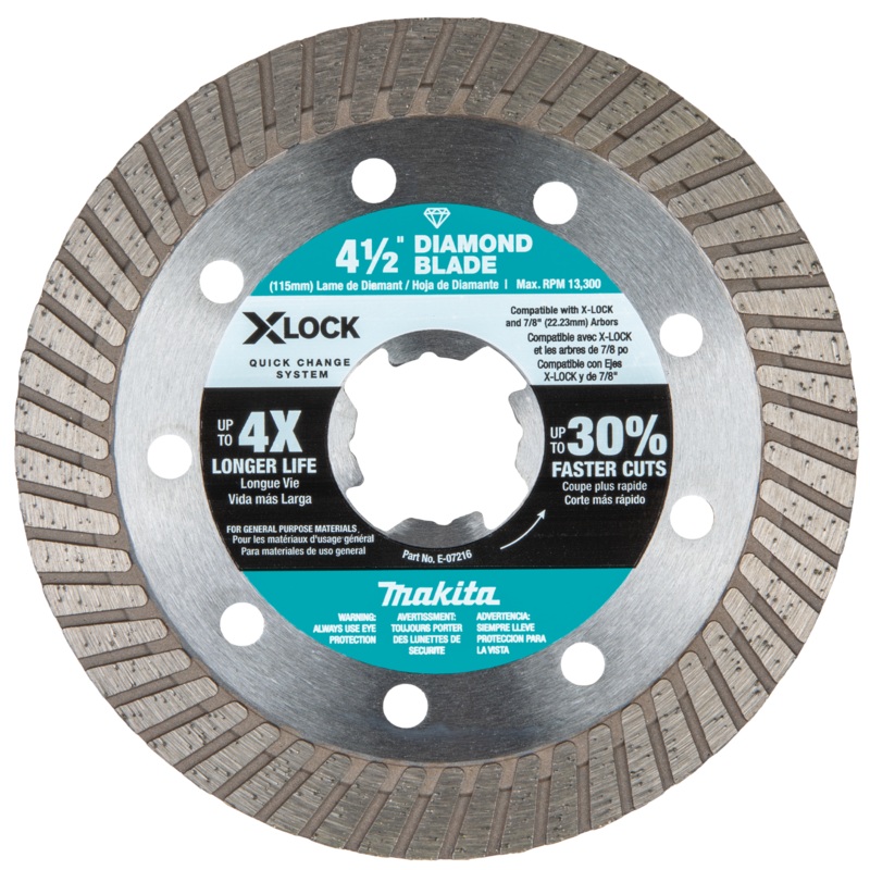 Makita E-07216 XLOCK 41/2" Turbo Rim Diamond Blade for Masonry Cutting