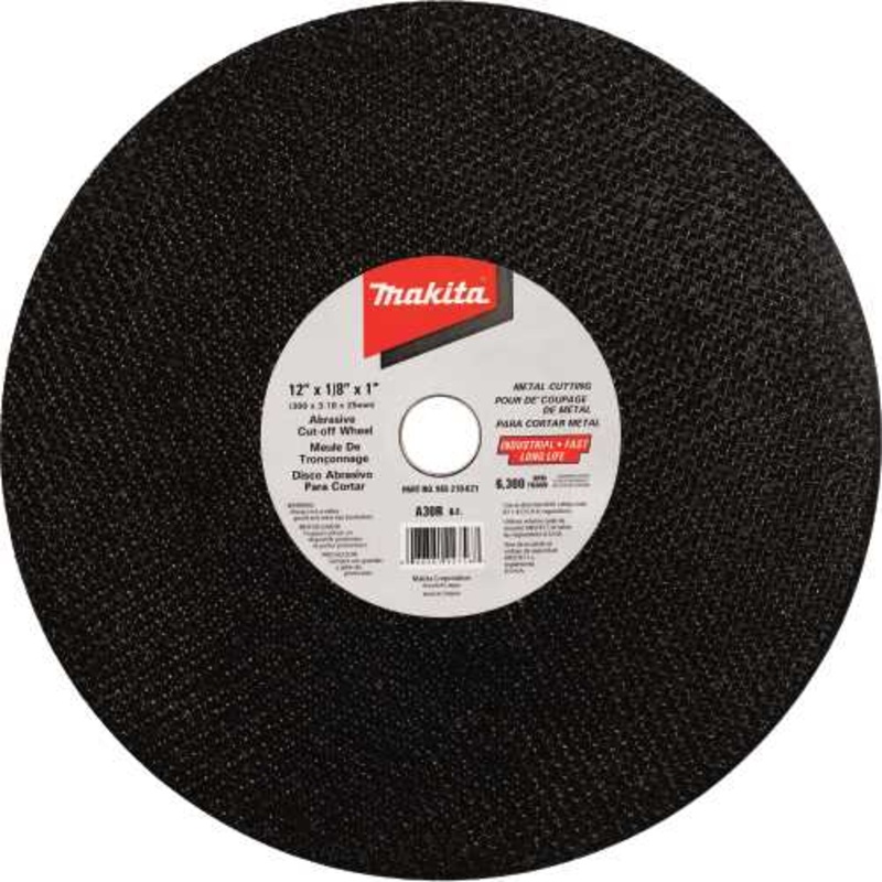 Makita 965-210-621 12" x 1/8" x 1" Abrasive CutOff Wheel, Ferrous Metals, 10/pk
