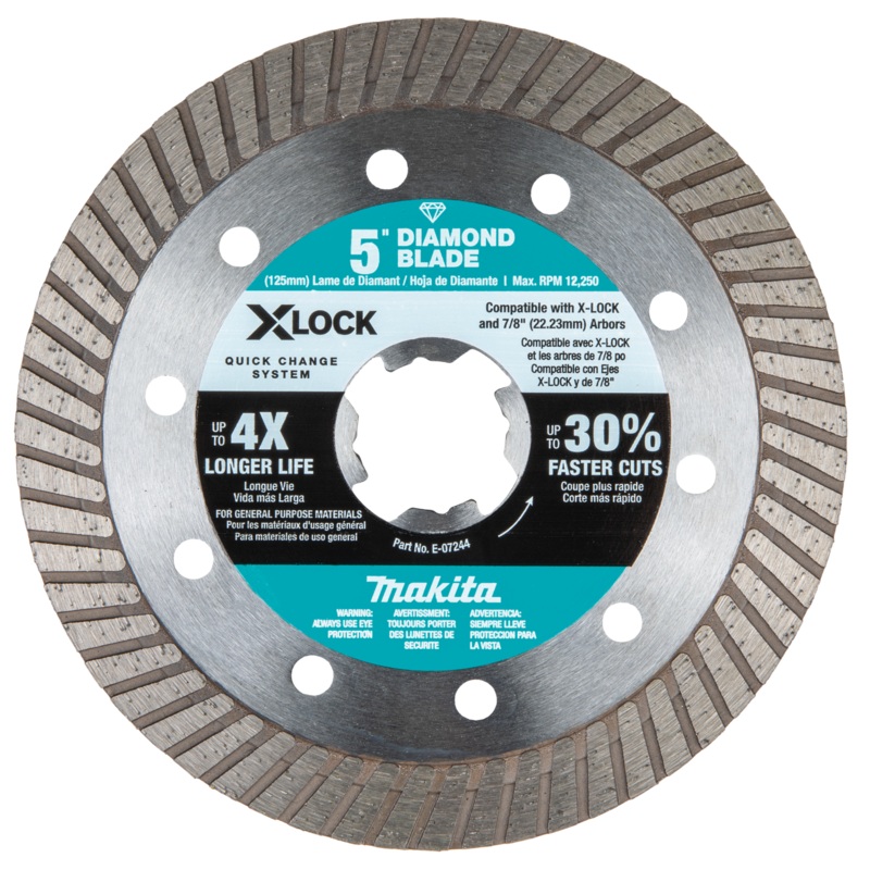 Makita E-07244 XLOCK 5" Turbo Rim Diamond Blade for Masonry Cutting