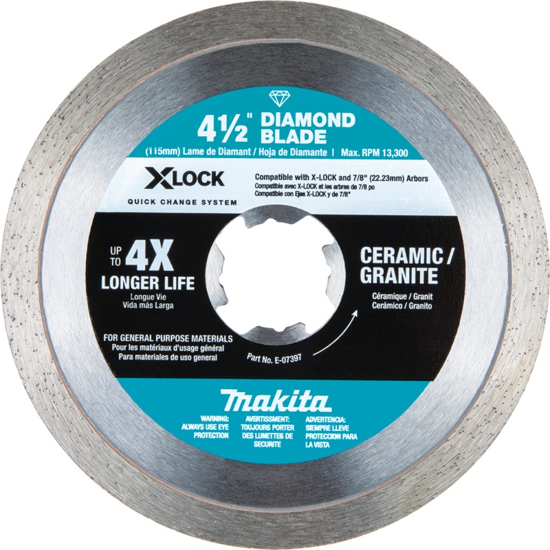 Makita E-07397 XLOCK 41/2" Continuous Rim Diamond Blade for Ceramic and Granite Cutting