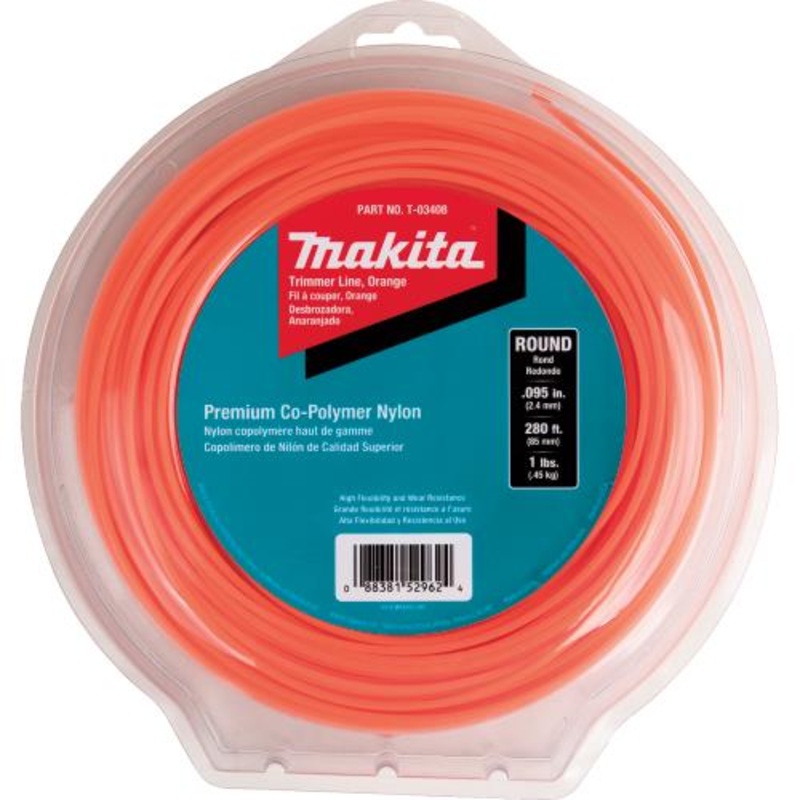 Makita T-03408 Round Trimmer Line, 0.095, Orange, 280, 1 lbs.