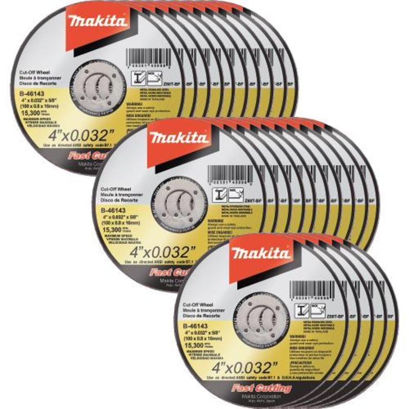 Makita B-46143-25 4" x .032" x 5/8" Ultra Thin CutOff Wheel, Stainless, 25/pk