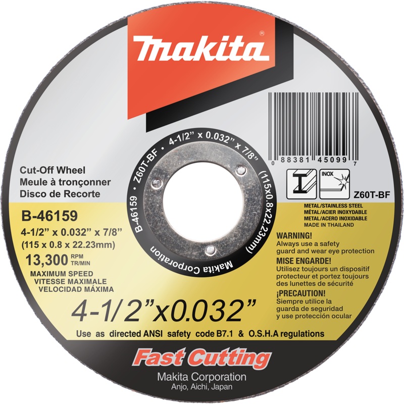 Makita B-46159 41/2" x .032" x 7/8" Ultra Thin CutOff Wheel, Stainless