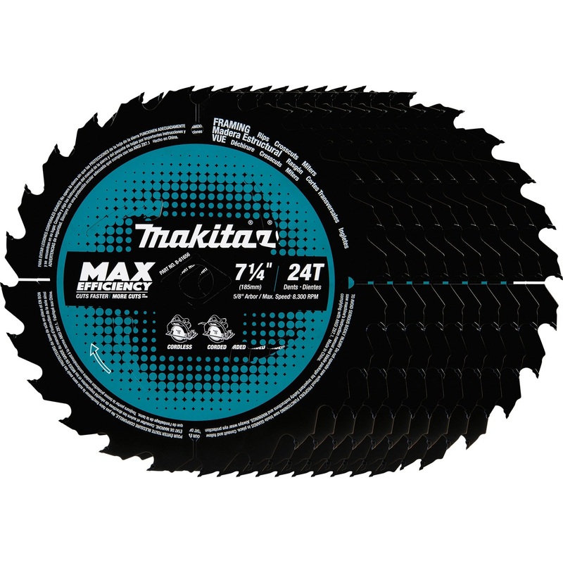 Makita B-61656-10 71/4" 24T CarbideTipped Max Efficiency Circular Saw Blade, Framing, 10/pk