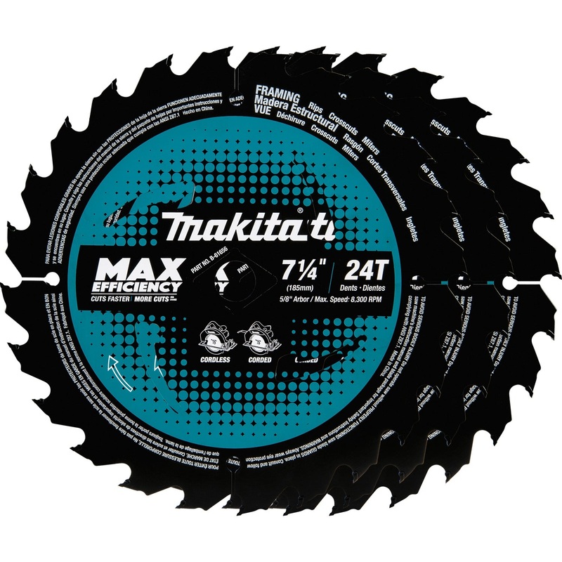 Makita B-61656-3 71/4" 24T CarbideTipped Max Efficiency Circular Saw Blade, Framing, 3/pk
