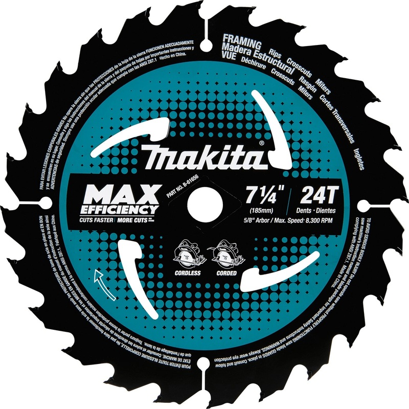 Makita B-61656 71/4" 24T CarbideTipped Max Efficiency Circular Saw Blade, Framing