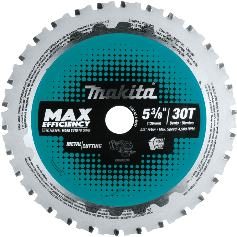 Makita B-69222 53/8" 30T CarbideTipped Max Efficiency Saw Blade, Metal/General Purpose