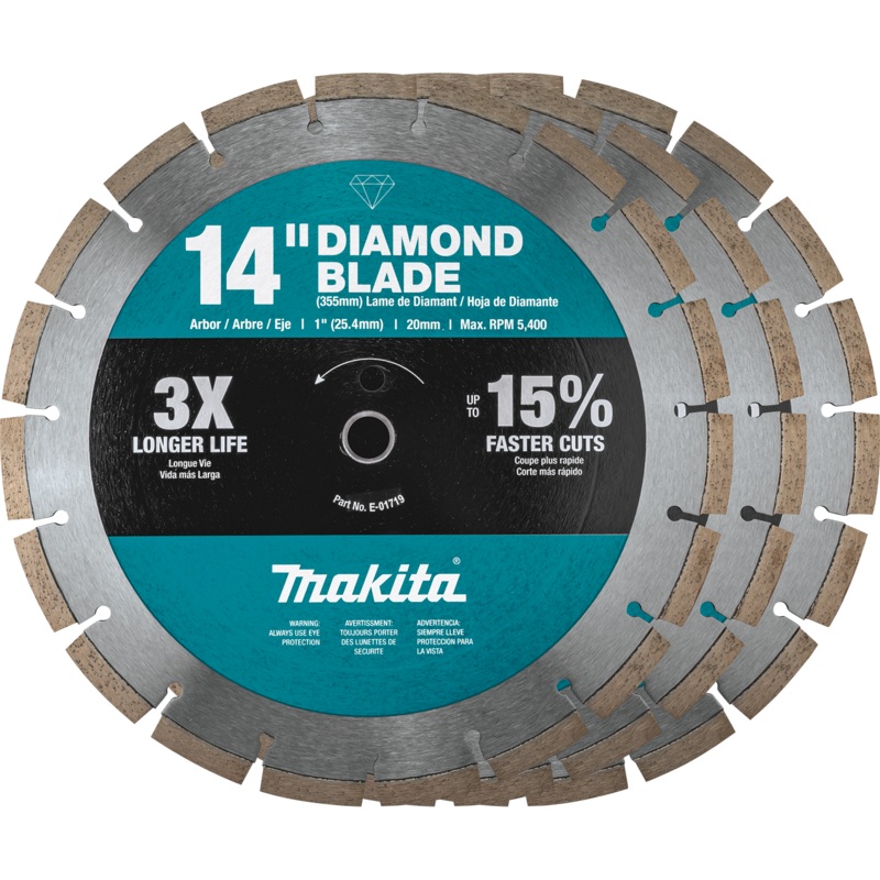 Makita B-69646 14" Diamond Blade, Segmented, General Purpose, Contractor 3/pk