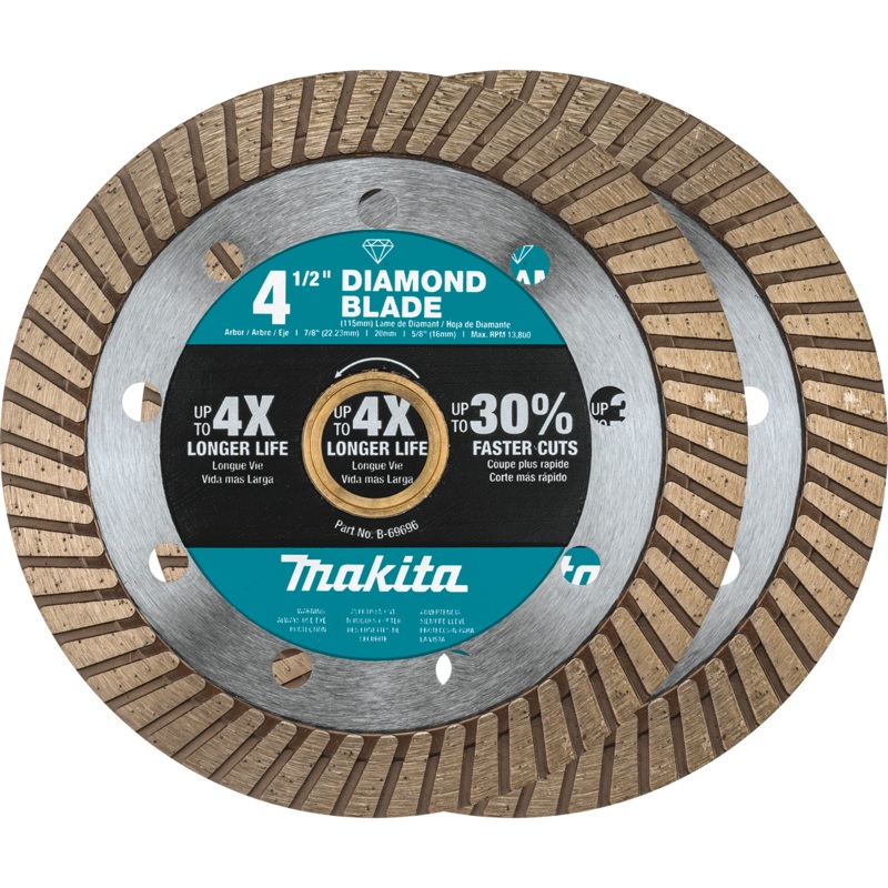 Makita B-69705 41/2" Diamond Blade, Turbo, General Purpose, 2/pk