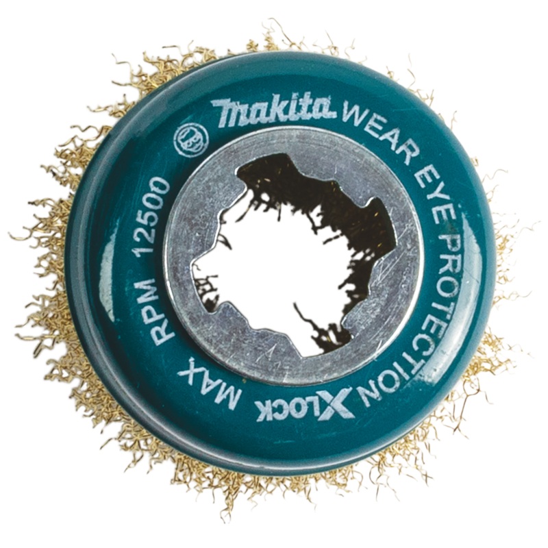 Makita D-72671 XLOCK 3" Brass Coated Carbon Steel Crimped Wire Cup Brush