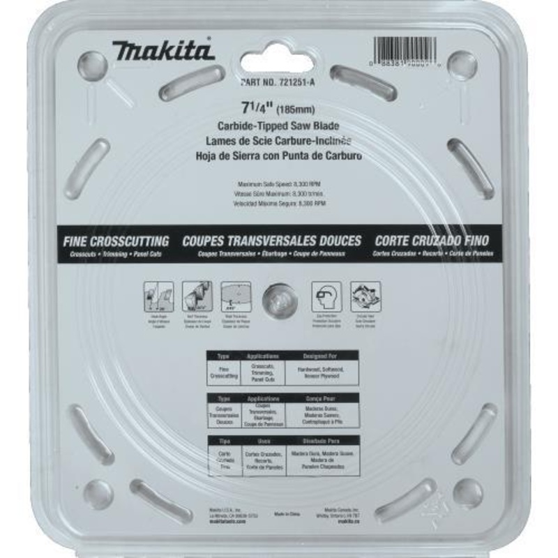 Makita 721251-A 71/4" 40T CarbideTipped Circular Saw Blade, Fine Crosscutting