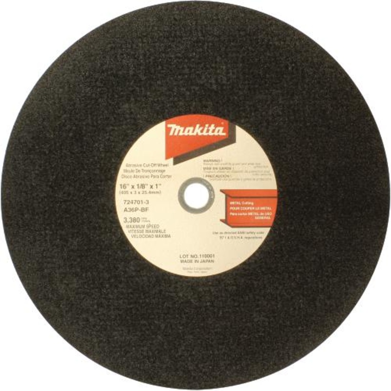 Makita 724701-3 16" x 1/8" x 1" CutOff Wheel, 5/pk